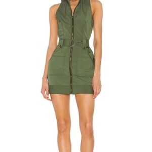 Superdown Olive Zip-Up Dress